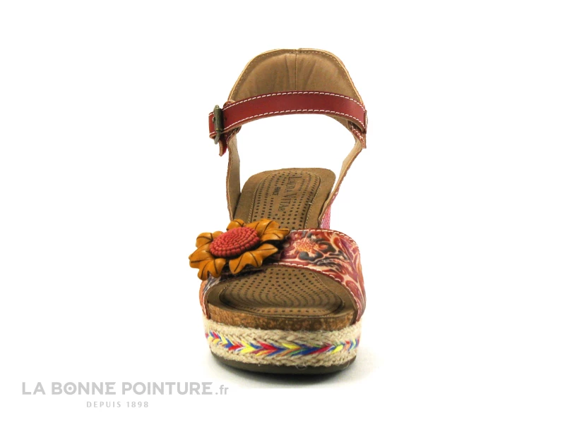 Laura Vita FACYO 06 Rouge - Fleur - Nu-pieds Compense 4 Laura Vita FACYO 06 Rouge - Fleur - Nu-pieds Compense – Image 2