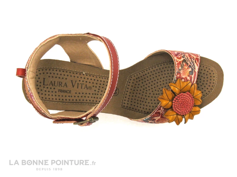 Laura Vita FACYO 06 Rouge - Fleur - Nu-pieds Compense 8 Laura Vita FACYO 06 Rouge - Fleur - Nu-pieds Compense – Image 6