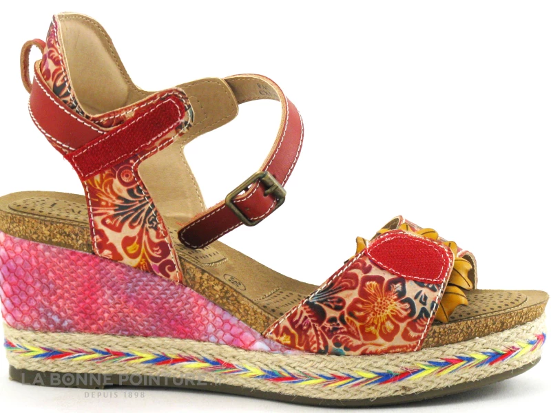 Laura Vita FACYO 06 Rouge - Fleur - Nu-pieds Compense 7 Laura Vita FACYO 06 Rouge - Fleur - Nu-pieds Compense – Image 5