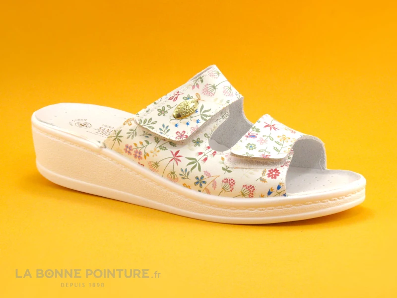 Sanital Light 4375 Blanc Fleurs - Mule Femme 2 Scratches 3 Sanital Light 4375 Blanc Fleurs - Mule Femme 2 Scratches