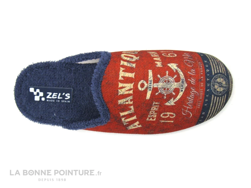 Zels 7549 Rouge - Bleu Marine - Ancre - Pantoufle Mule Homme 4 Zels 7549 Rouge - Bleu Marine - Ancre - Pantoufle Mule Homme – Image 2