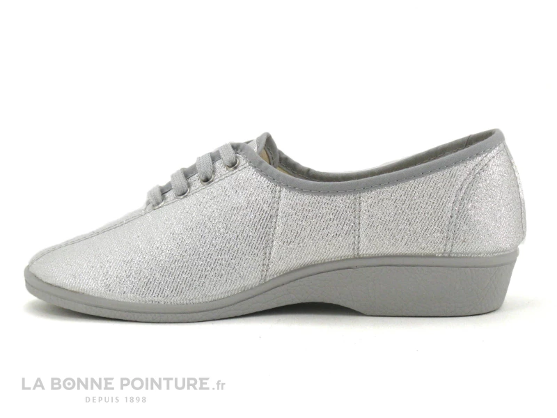 Soca 0694 Argent - Chaussure Compensee Femme Toile Argentee 4 Soca 0694 Argent - Chaussure Compensee Femme Toile Argentee – Image 2