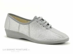 Soca 0694 Argent - Chaussure Compensee Femme Toile Argentee