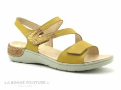 Pedi Green LARIUS Jaune - Sandale Femme Avec Brides Velcro