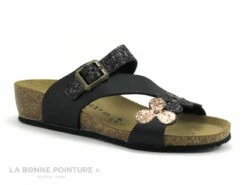 Biomodex 1275 - Noir - Bronze - 3 Fleures Glitter - Mule Femme
