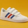 Adidas VL COURT 2-0 Blanc Bleu Rouge - Basket Basse Enfant