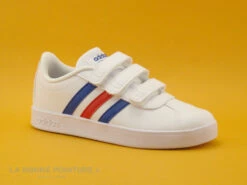 Adidas VL COURT 2-0 Blanc Bleu Rouge - Basket Basse Enfant