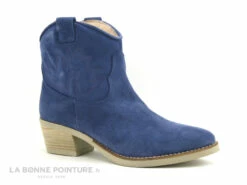 Caty Kivala TEXAS Velours Bleu - Boots Femme