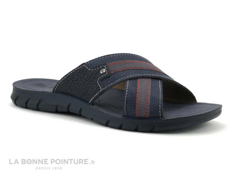 Inblu FO483R01 Bleu Marine - Coutures Rouges - Mule Homme 3 Inblu FO483R01 Bleu Marine - Coutures Rouges - Mule Homme