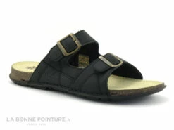 TBS EMILANO Noir - Mule Homme Cuir Noir - 2 Brides Reglables