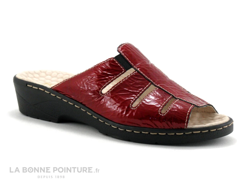 Pedi Girl DOMI - Rouge Verni - Mule Compensee Femme 7 Pedi Girl DOMI - Rouge Verni - Mule Compensee Femme – Image 5