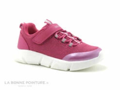 Geox ARIL J16DLB Fuchsia - Basket Fille Rose Avec Elastique Et Velcro