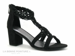 Marco Tozzi 2-28330-24 Black - Sandale Noir Talon Haut - Cordon