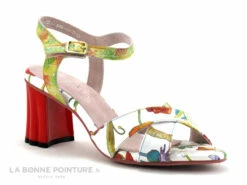 Laura Vita FICDJIO 01 Blanc - Nu-pieds Fleuri Talon Large