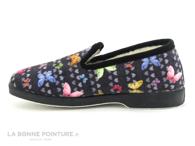 Maison Espadrille 7632 Charentaise Papillons - Noir - Chausson Femme 4 Maison Espadrille 7632 Charentaise Papillons - Noir - Chausson Femme – Image 2