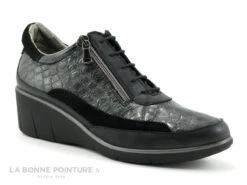 Pedi Girl GIFAR Anthracite Croco - Chaussure Compensee Avec Zip