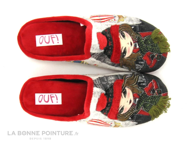 Ouf TALO Rouge Gris - Femme En Hiver - Pantoufle Mule Femme 4 Ouf TALO Rouge Gris - Femme En Hiver - Pantoufle Mule Femme – Image 2