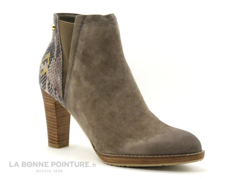 Fugitive ASFALT Vel Taupe - Python Taupe - Bottine Talon Haut 3 Fugitive ASFALT Vel Taupe - Python Taupe - Bottine Talon Haut