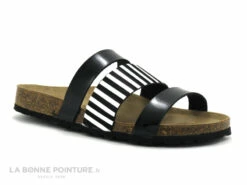 Autenti 689439 Noir - Argent Miroir - Mule Femme