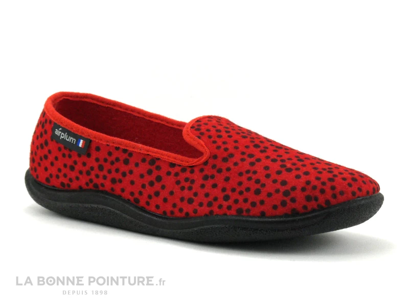 Airplum ZIGOTON Rouge Pois Noirs - Chausson Souple Femme 3 Airplum ZIGOTON Rouge Pois Noirs - Chausson Souple Femme
