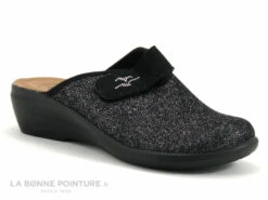 Fly Flot FAUILLY Noir - Paillettes Argent - Pantoufle Sabot Avec Scratch