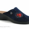 Fly Flot FRECY Bleu Marine - Coeur Ecossais - Pantoufle Sabot Femme