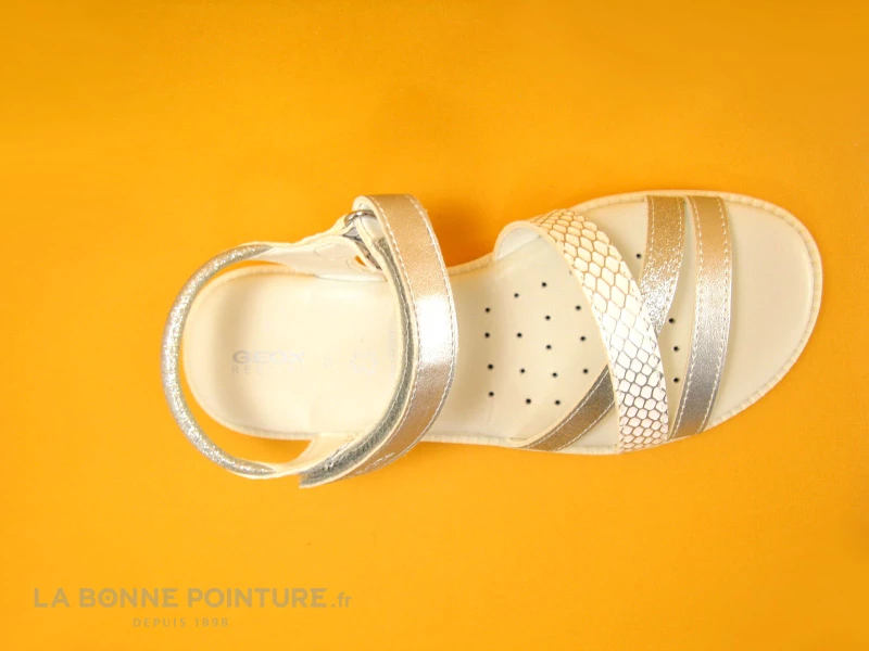 Geox Sand Karly White Silver J5235D Nu-pieds Fille 8 Geox Sand Karly White Silver J5235D Nu-pieds Fille – Image 6