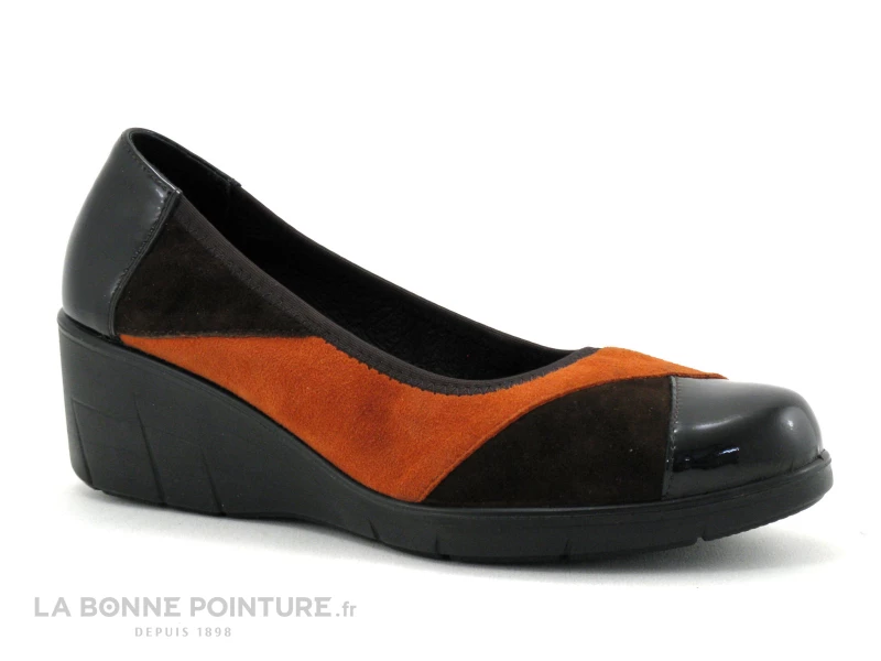 Inea DECODE Velours Choco Citrouille - Escarpin Talon Compense 3 Inea DECODE Velours Choco Citrouille - Escarpin Talon Compense