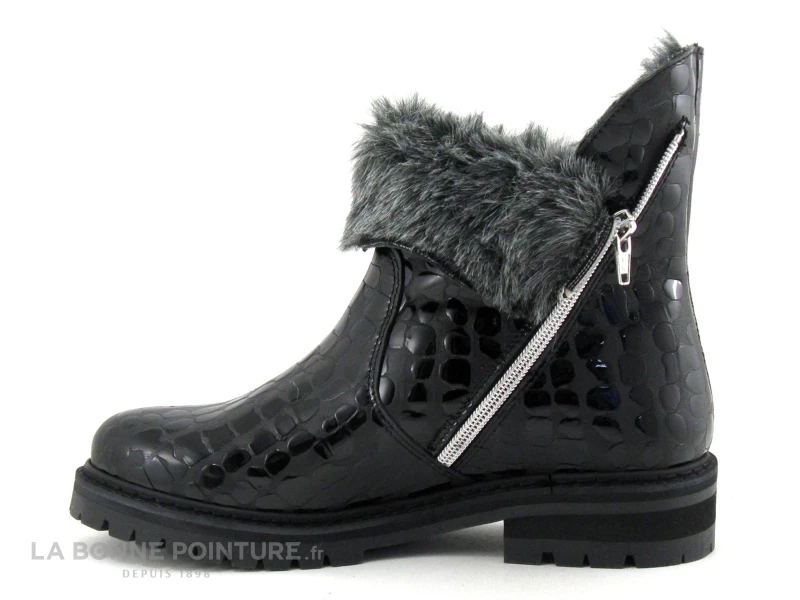 Hooper JUNO Croco Noir - Bottine Femme Interieur Fourrure 6 Hooper JUNO Croco Noir - Bottine Femme Interieur Fourrure – Image 4