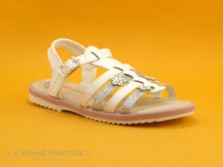Wipop YETOILE Blanc Argent Fleurs - Sandale Fille