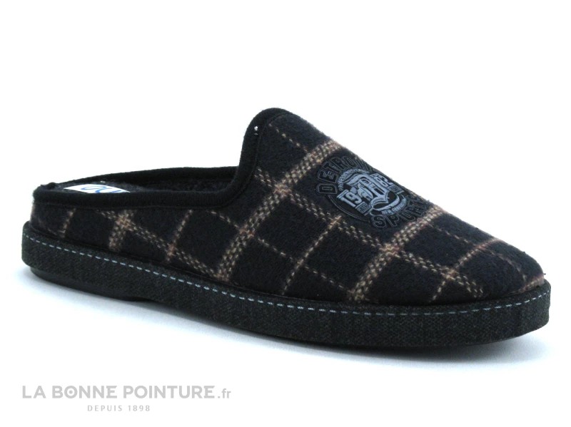 Ouf BARTOLI Noir Beige - Carreaux - Pantoufle Mule Homme 3 Ouf BARTOLI Noir Beige - Carreaux - Pantoufle Mule Homme