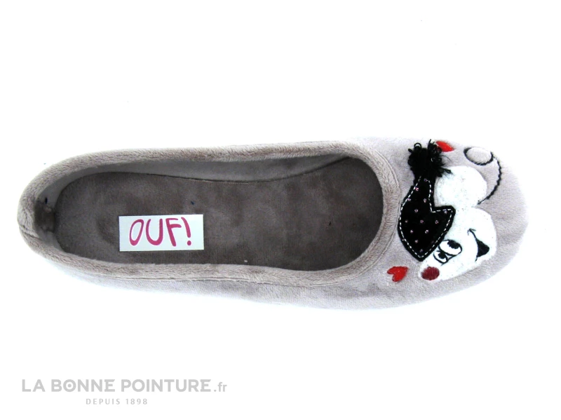 Ouf TRALY Taupe - Souris Bonnet Noir - Coeurs - Pantoufle Ballerine 6 Ouf TRALY Taupe - Souris Bonnet Noir - Coeurs - Pantoufle Ballerine – Image 4