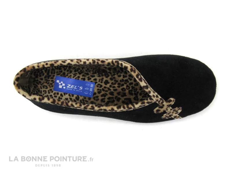 Zels 2454 Velours Noir - Pourtour Leopard Beige - Chausson Ballerine 6 Zels 2454 Velours Noir - Pourtour Leopard Beige - Chausson Ballerine – Image 4