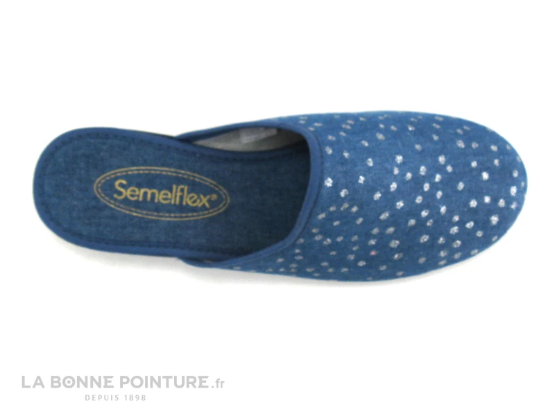 Semelflex COLETTE - Bleu Jeans - Pois Argent - Pantoufle Mule Femme 8 Semelflex COLETTE - Bleu Jeans - Pois Argent - Pantoufle Mule Femme – Image 6