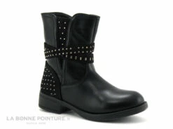 Wipop DAIRY Noir - Bottine Fille Avec Strass Sur Brides Et Contrefort