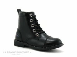 Wipop WOLFF Noir - Chaussure Montante Fille - Oeillets Fleurs