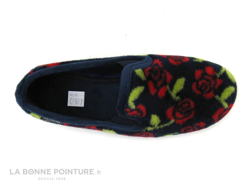 Semelflex VIRGINIA Marine - Roses Rouges - Chausson Femme 8 Semelflex VIRGINIA Marine - Roses Rouges - Chausson Femme – Image 6