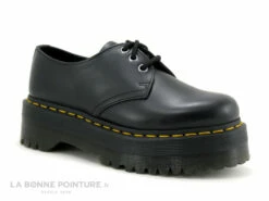 Dr. Martens Dr Martens 1461 QUAD Black Polished Smooth - 25567001 - Derbi Plateforme