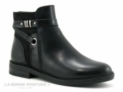 Morans TELYSSA Noir - Bottine Femme Noire Avec Zip Et Bride Cheville