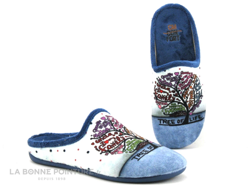 CM Confort Bleu - Arbre De Vie - Pantoufle Mule Femme 7 CM Confort Bleu - Arbre De Vie - Pantoufle Mule Femme – Image 5