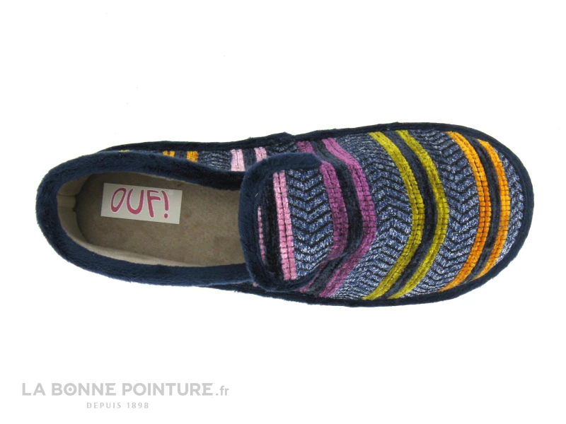 Ouf GISELANE Marine - Rayures Multi - Chausson Femme Semelle Feutre 5 Ouf GISELANE Marine - Rayures Multi - Chausson Femme Semelle Feutre – Image 3