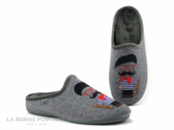 Maison Espadrille 6743-3 Gris - Bonhomme Moustachu Et Baguette