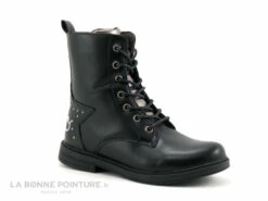 3 Pommes ATTAQUE Noir - Bottine Lacet Fille Avec Zip