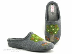 Ouf AGOSTINE 30547 Anthracite - Arbre - Pantoufle Mule Femme