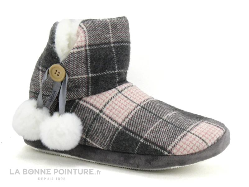 B Et M Banana Moon - REBOOT Gris Rose - Carreaux - Chausson Montant 3 B Et M Banana Moon - REBOOT Gris Rose - Carreaux - Chausson Montant