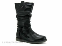 Wipop DUCLAIR Noir - Botte Fille Noire Avec Tige Froncee