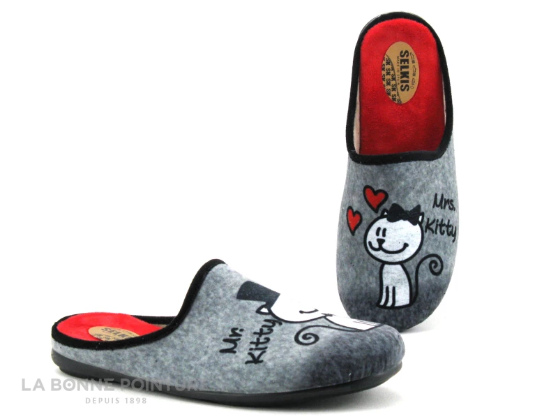 Selkis 22309 Gris - Mrs Kitty Et Mr Kitty - Pantoufle Chat Femme 3 Selkis 22309 Gris - Mrs Kitty Et Mr Kitty - Pantoufle Chat Femme