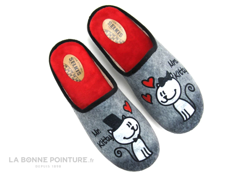 Selkis 22309 Gris - Mrs Kitty Et Mr Kitty - Pantoufle Chat Femme 4 Selkis 22309 Gris - Mrs Kitty Et Mr Kitty - Pantoufle Chat Femme – Image 2
