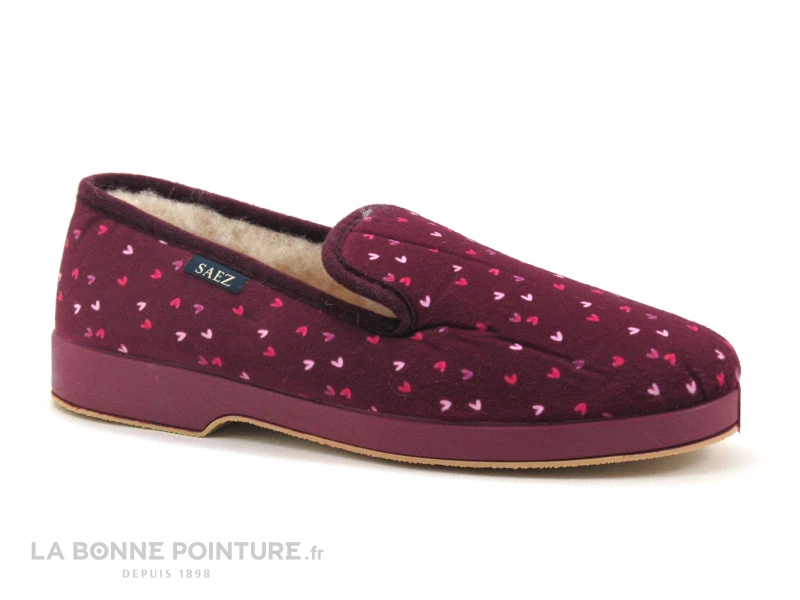 Saez CADETE Bordeaux - Coeurs Roses - Charentaise Femme 3 Saez CADETE Bordeaux - Coeurs Roses - Charentaise Femme