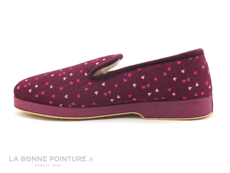 Saez CADETE Bordeaux - Coeurs Roses - Charentaise Femme 4 Saez CADETE Bordeaux - Coeurs Roses - Charentaise Femme – Image 2